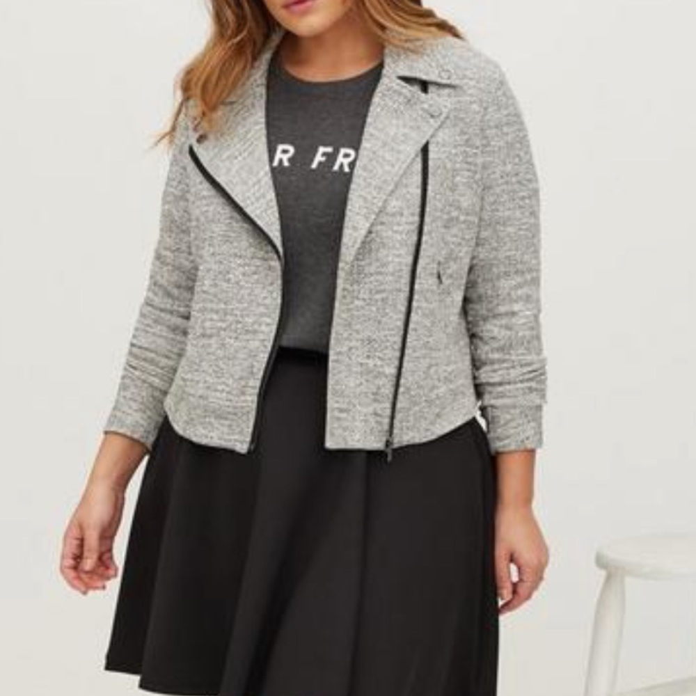 Torrid Double Knit Light Gray Moto Jacket